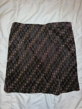 Black Metallic Check Mini Skirt with Subtle Purple Accents